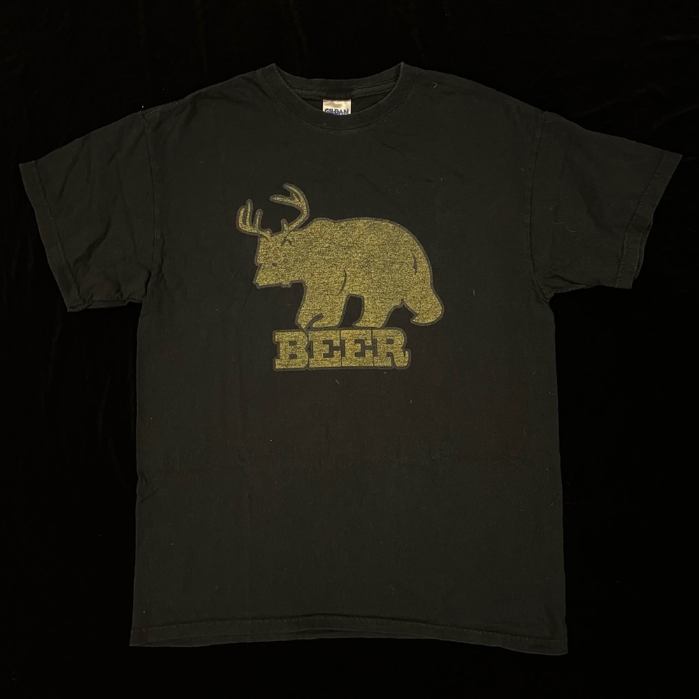 funny black “beer” graphic tee